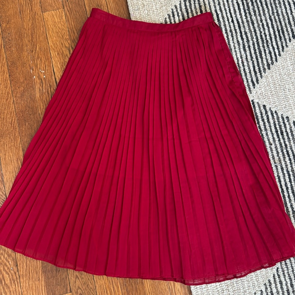 Red Pleated Skirt